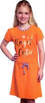 Oranje Meisjes T-shirt Jurk - Royal Cutie -  Voor Koningsdag - Holland - Maat: 86/92