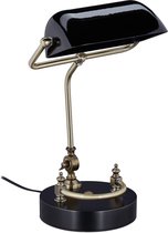 Relaxdays bankierslamp - kantelbaar - notarislamp - E27-fitting - vintage lamp - zwart
