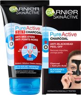 Garnier PureActive Charcoal 3in1 Gezichtsreiniger & Peel-Off Masker Pakket
