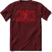 Amsterdam T-Shirt | Souvenirs Holland Kleding | Dames / Heren / Unisex Koningsdag shirt | Grappig Nederland Fiets Land Cadeau | - Burgundy - XL