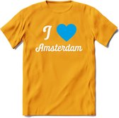 I Love Amsterdam T-Shirt | Souvenirs Holland Kleding | Dames / Heren / Unisex Koningsdag shirt | Grappig Nederland Fiets Land Cadeau | - Geel - M