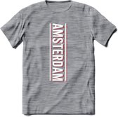 Amsterdam T-Shirt | Souvenirs Holland Kleding | Dames / Heren / Unisex Koningsdag shirt | Grappig Nederland Fiets Land Cadeau | - Donker Grijs - Gemaleerd - S