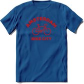 Amsterdam Bike City T-Shirt | Souvenirs Holland Kleding | Dames / Heren / Unisex Koningsdag shirt | Grappig Nederland Fiets Land Cadeau | - Donker Blauw - S
