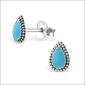 Aramat jewels ® - Zilveren oorbellen druppel 925 zilver geoxideerd blauw 4mm x 7mm