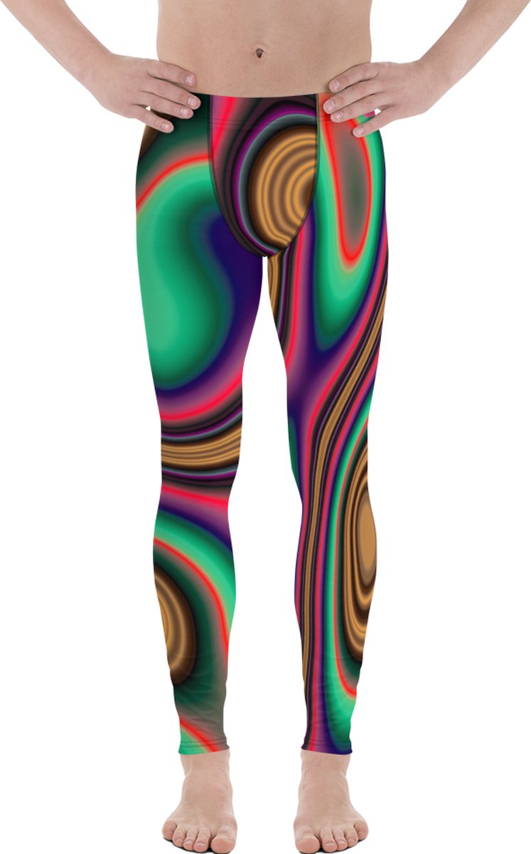 II THE MOON Sport Legging heren top kwaliteit, wordt per bestelling geprint, gesneden en handgenaaid met unieke RETRO print ontworpen door MOON