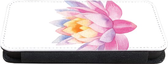 Telefoonhoesje Geschikt voor iPhone 13 Mini telefoonhoesje - Waterverf - Bloem - Waterlelie - Met vakjes - Wallet case met magneetsluiting