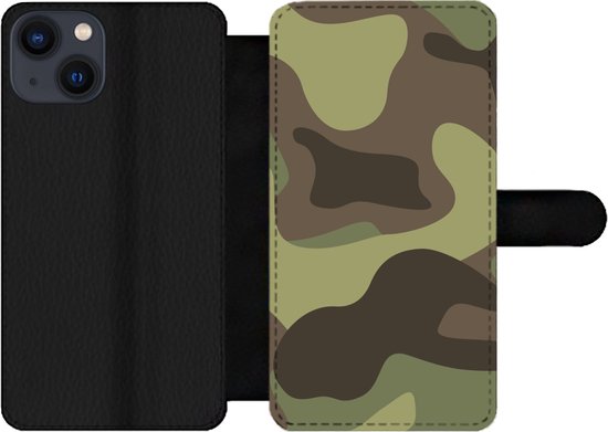 Étui pour téléphone iPhone 13 Bookcase - dessin d'un motif camouflage - Avec poches - Étui portefeuille avec fermeture magnétique