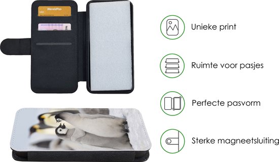 Telefoonhoesje Geschikt voor iPhone 13 Pro Max telefoonhoesje - Pinguïns - Sneeuw - Dieren - Met vakjes - Wallet case met magneetsluiting
