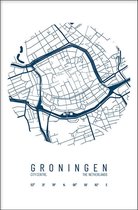 Walljar - Stadskaart Groningen Centrum IV - Muurdecoratie - Poster met lijst