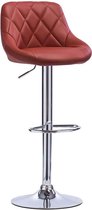 Kamyra® Industriële Lederen Barkruk - Barstoelen met Rugleuning - Verstelbare Zithoogte 60 - 82 cm – Bordeaux Rood 38 x 35 cm