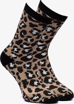 1 paar dames antislip sokken met luipaardprint - Bruin - Maat 35/38