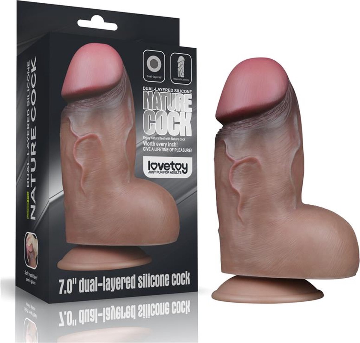 Goedkoopste XL Dildo met Zuignap - Dubbellaags Ultra Realistisch - 18,2 x 6,6 cm - Platinum Siliconen Materiaal
