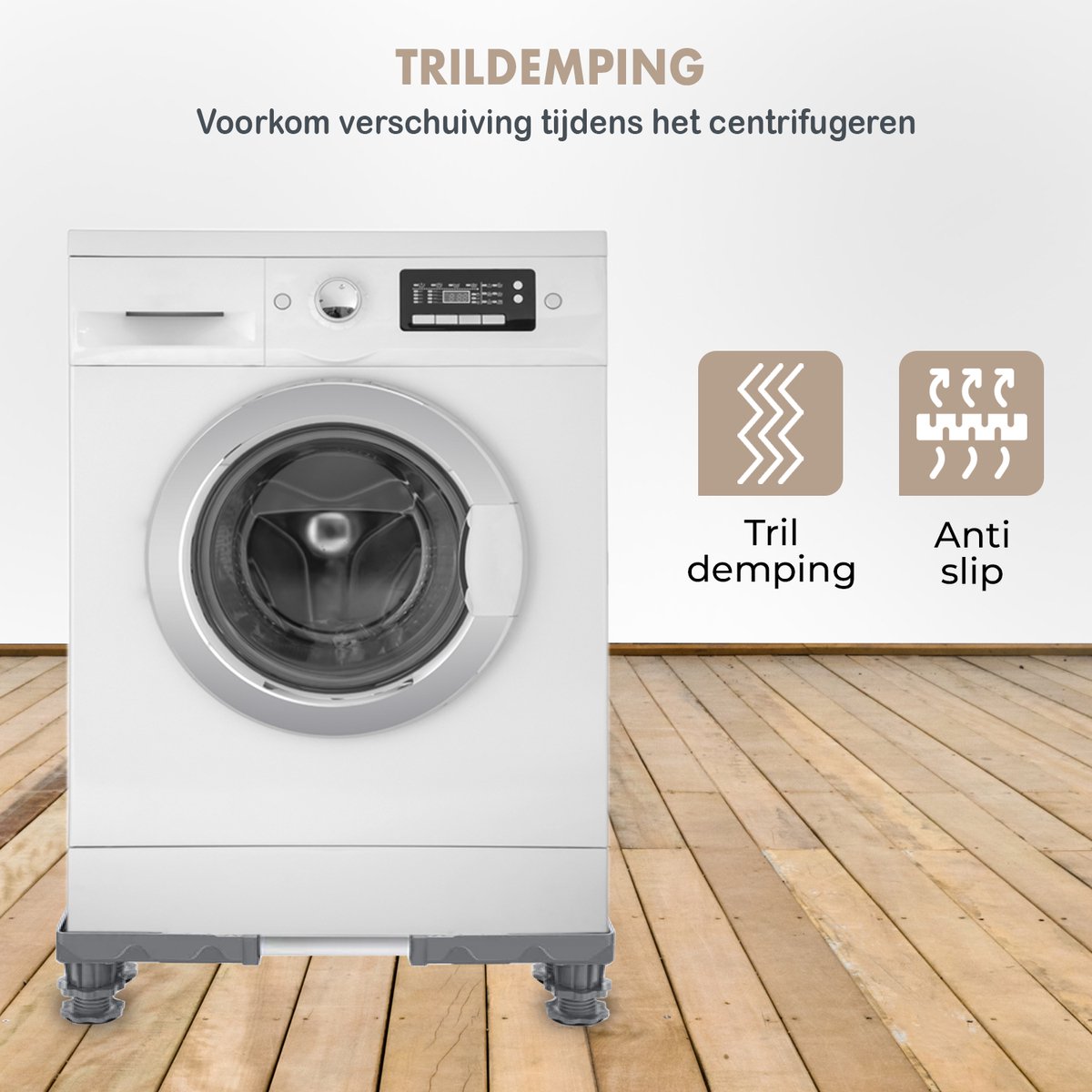 Fleau Home Wasmachine Verhoger XL– 500KG Capaciteit - Verhoging Koelkast/ Vaatwasser/Droger – Meubelroller - Wasmachine stellage - 8 Poten/ 4 Wielen - Grijs