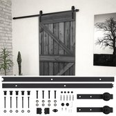Schuifdeur met beslag 90x210 cm massief grenenhout zwart