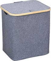 Opbergmand - Wasmand Katoen Grijs - Ruime Wassorteerder - Bamboe - Wasbox - Inklapbaar - Waterdicht - Deksel - Badkamer - 45 Cm