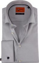 Suitable - Overhemd Piede De Poule Grijs - 42 - Heren - Slim-fit
