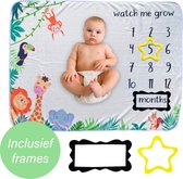 Mijlpaaldeken Baby Inclusief Frames - Babyshower Cadeau - Mijlpaal Baby - Geboorte Cadeau - Baby Deken - Fleece Deken - Kraamcadeau Jongen Of Meisje - Milestone Deken - Mijlpaalkaa