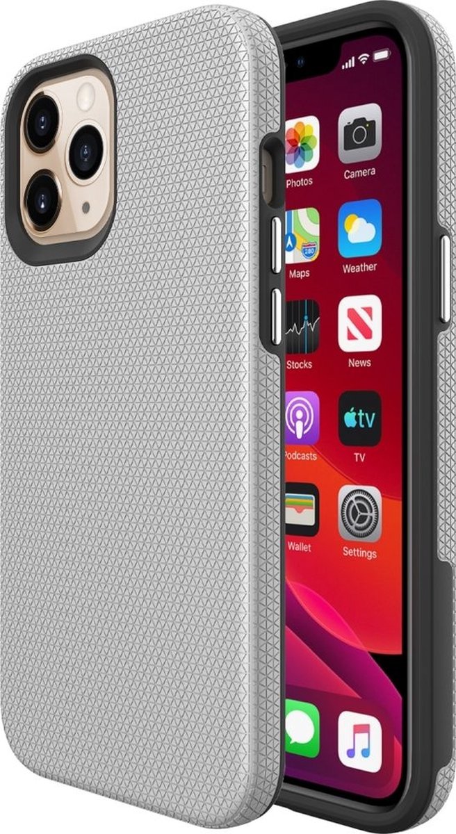 Mobigear Hoesje geschikt voor Apple iPhone 12 Pro Max Telefoonhoesje Hardcase | Mobigear Antislip Backcover Shockproof | Schokbestendig iPhone 12 Pro Max Telefoonhoesje | Anti Shock Proof - Zilver