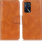 Mobigear Telefoonhoesje geschikt voor OPPO A16s Hoesje | Mobigear Classy Bookcase Portemonnee | Pasjeshouder voor 2 Pasjes | Telefoonhoesje voor Pinpas / OV Kaart / Rijbewijs - Cognac