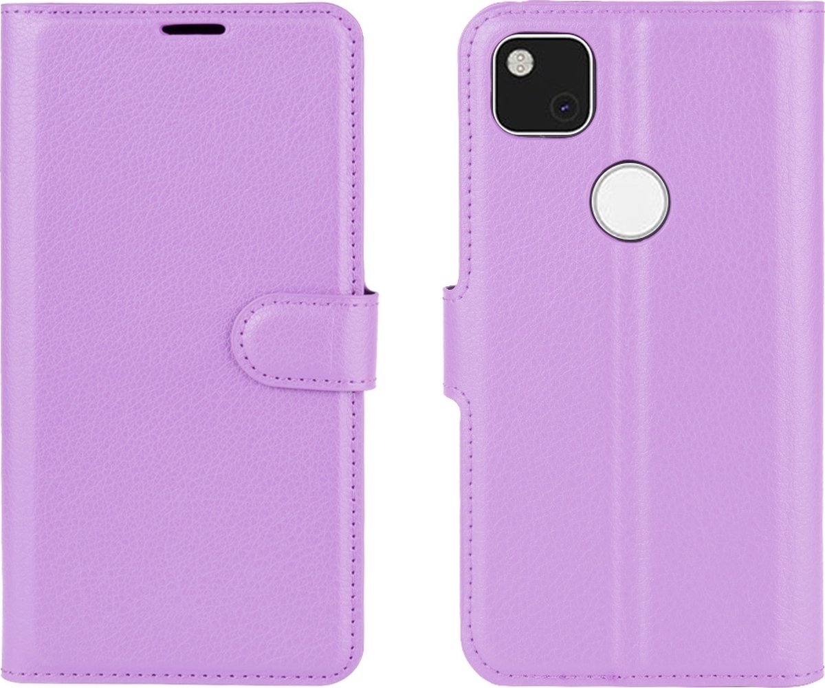 Mobigear Telefoonhoesje geschikt voor Google Pixel 4a Hoesje | Mobigear Classic Bookcase Portemonnee | Pasjeshouder voor 3 Pasjes | Telefoonhoesje voor Pinpas / OV Kaart / Rijbewijs - Paars