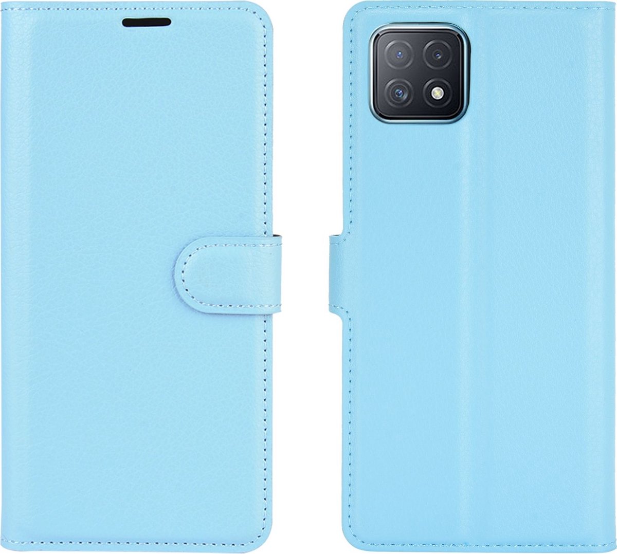 Mobigear Telefoonhoesje geschikt voor OPPO A73 5G Hoesje | Mobigear Classic Bookcase Portemonnee | Pasjeshouder voor 3 Pasjes | Telefoonhoesje voor Pinpas / OV Kaart / Rijbewijs - Blauw