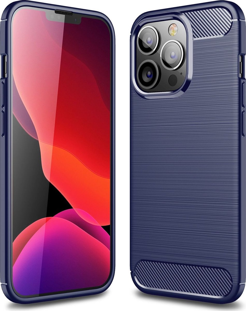 Mobigear Hoesje geschikt voor Apple iPhone 13 Pro Telefoonhoesje Flexibel TPU | Mobigear Brushed Slim Backcover | iPhone 13 Pro Case | Back Cover - Blauw
