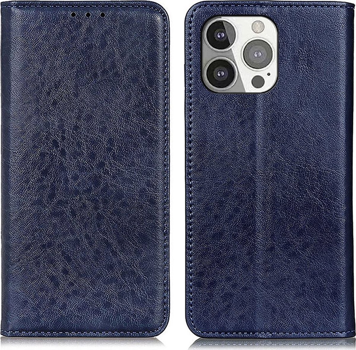 Mobigear Telefoonhoesje geschikt voor Apple iPhone 13 Pro Hoesje | Mobigear Classic Elegance Bookcase Portemonnee | Pasjeshouder voor 2 Pasjes | Telefoonhoesje voor Pinpas / OV Kaart / Rijbewijs - Blauw