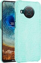 Mobigear Hoesje geschikt voor Nokia X20 Telefoonhoesje Hardcase | Mobigear Croco Backcover | X20 Case | Back Cover - Turquoise