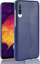 Mobigear Hoesje geschikt voor Samsung Galaxy A50 Telefoonhoesje Hardcase | Mobigear Croco Backcover | Galaxy A50 Case | Back Cover - Blauw