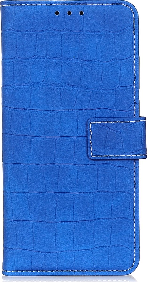Mobigear Telefoonhoesje geschikt voor Samsung Galaxy A21 Hoesje | Mobigear Croco Bookcase Portemonnee | Pasjeshouder voor 3 Pasjes | Telefoonhoesje voor Pinpas / OV Kaart / Rijbewijs - Blauw