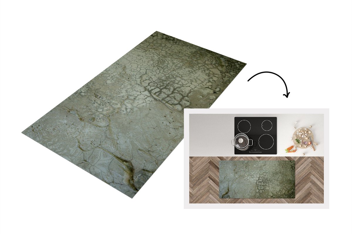 KitchenYeah Keukenloper - Loper keuken - Muur - Blauw - Groen - Aarde - 120x60 cm - Keukenloper vinyl Multicolor