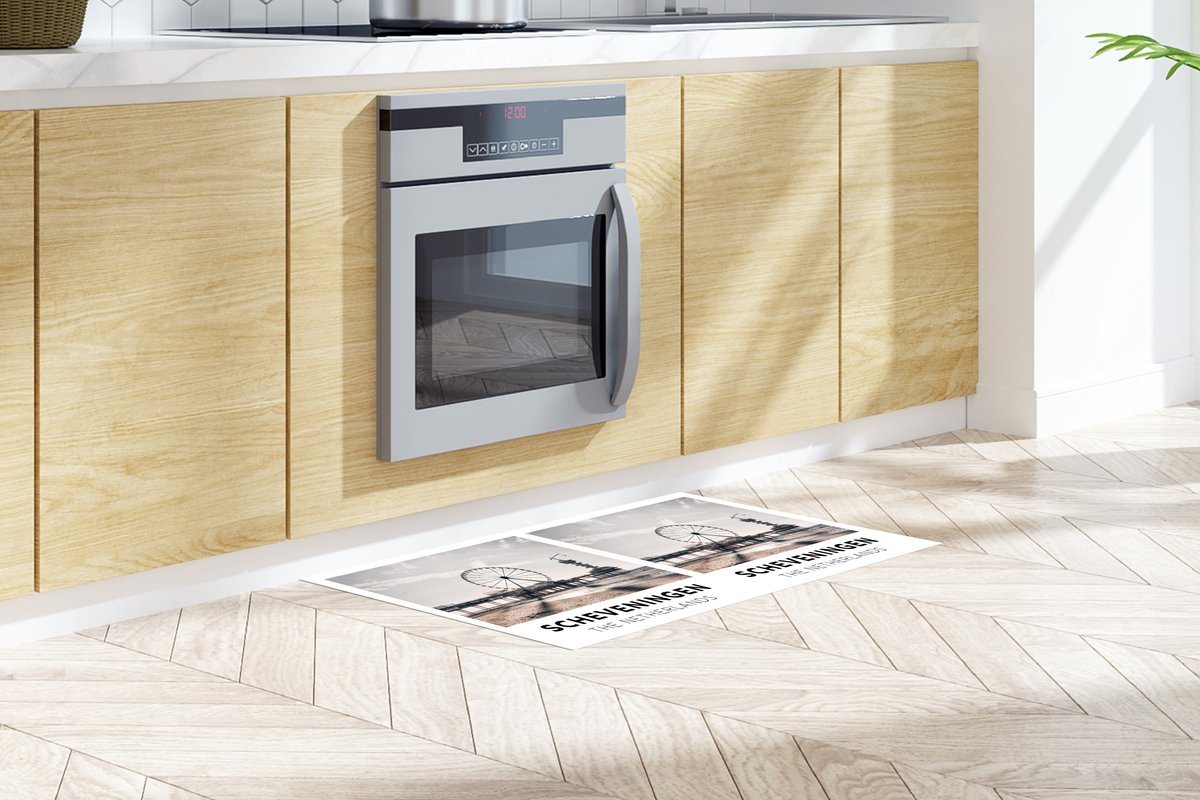 KitchenYeah Keukenloper - Loper keuken - Nederland - Strand - Reuzenrad - 120x60 cm - Keukenloper vinyl Multicolor