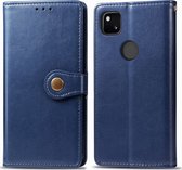 Mobigear Telefoonhoesje geschikt voor Google Pixel 4a Hoesje | Mobigear Snap Button Bookcase Portemonnee | Pasjeshouder voor 3 Pasjes | Telefoonhoesje voor Pinpas / OV Kaart / Rijbewijs - Blauw