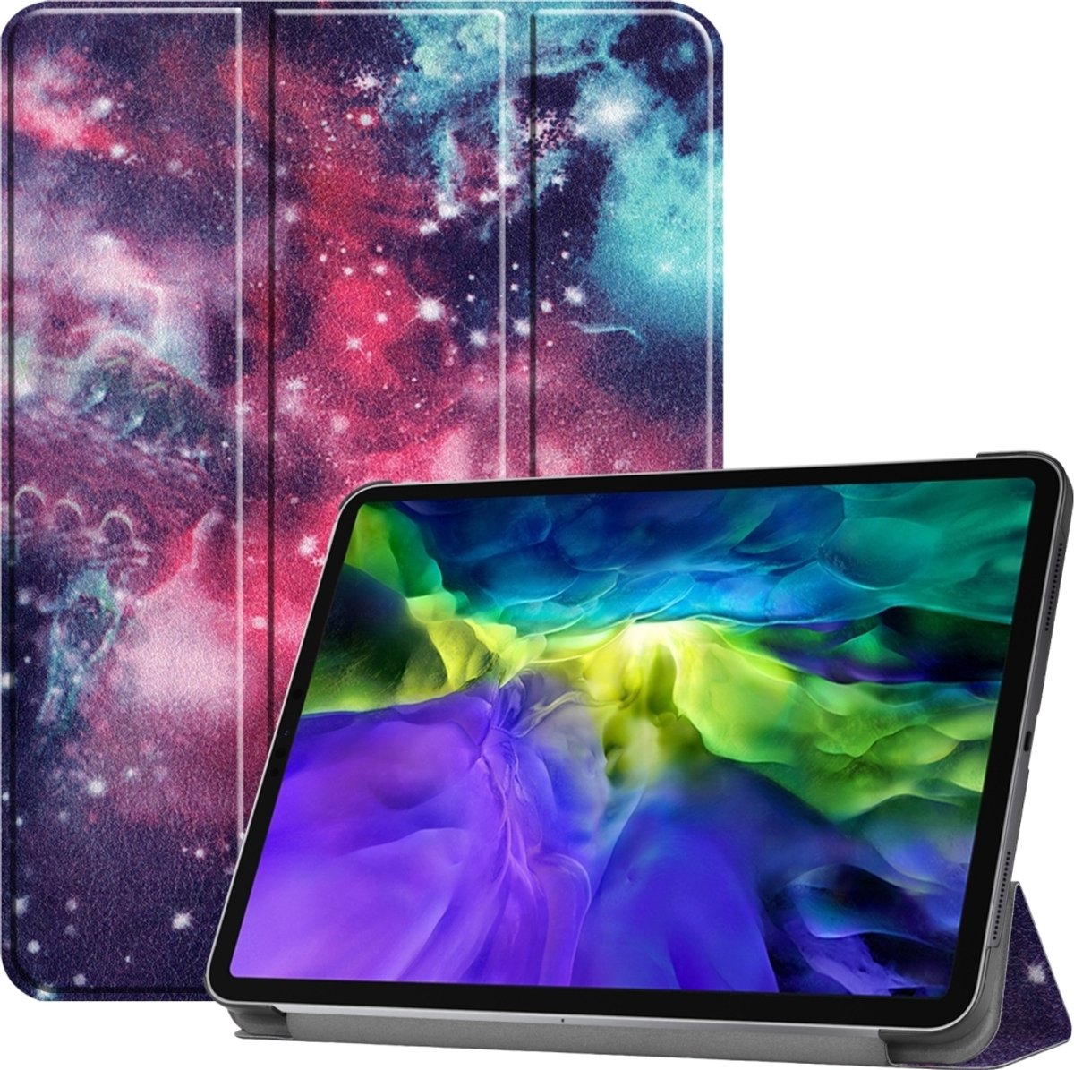 Mobigear Tablethoes geschikt voor Apple iPad Pro 11 Inch (2020) Hoes | Mobigear Tri-Fold Bookcase - Heelal
