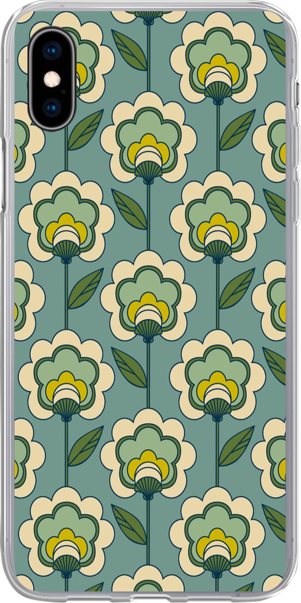 Telefoonhoesje Geschikt voor iPhone Xs hoesje - Retro - Design - Jaren 70 - Bloem - Siliconen Telefoonhoesje Telefoonhoesje