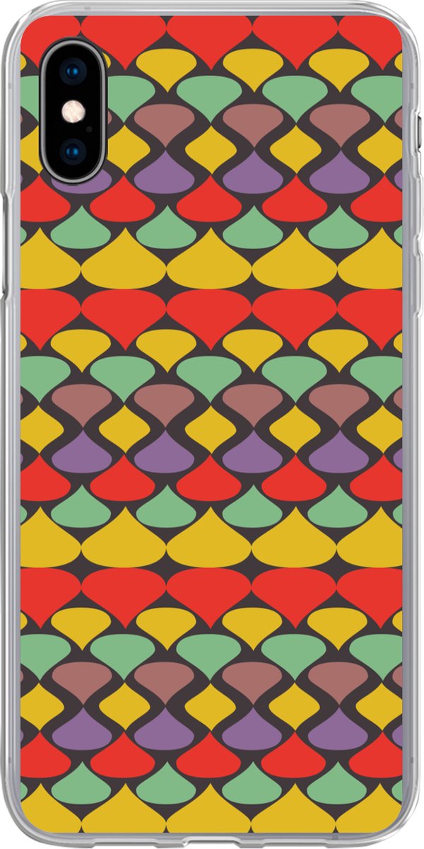 Telefoonhoesje Geschikt voor iPhone Xs hoesje - Vintage - Retro - Kleuren - Patronen - Siliconen Telefoonhoesje Telefoonhoesje