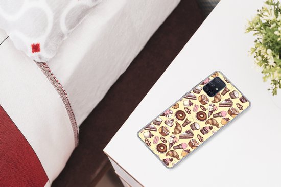 Telefoonhoesje Geschikt voor Samsung Galaxy A51 5G hoesje - Meisje - Eten - Taart - Patronen - Girl - Kids - Kinderen - Meiden - Siliconen Telefoonhoesje Telefoonhoesje