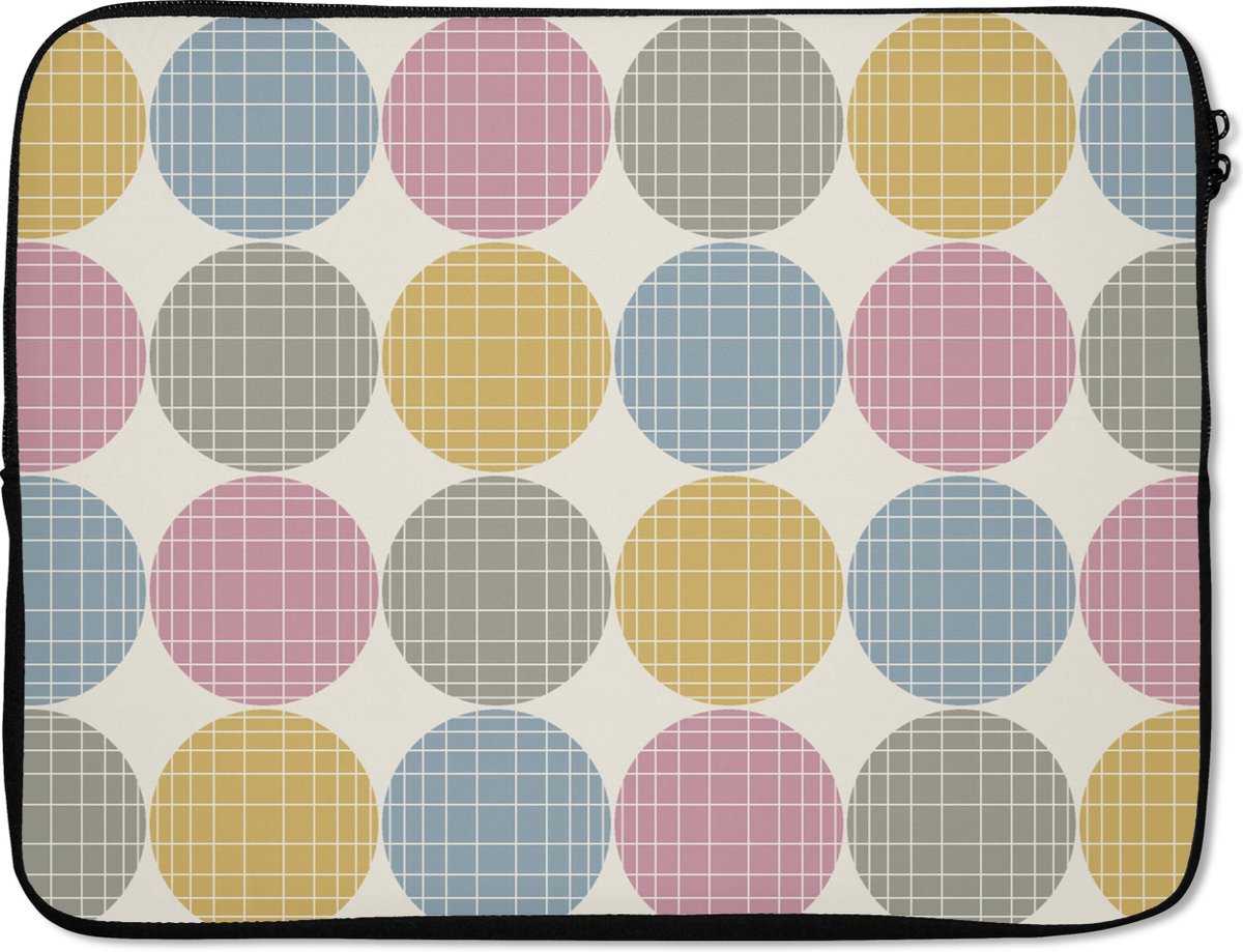 Laptophoes 15.6 inch - Stippen - Lijn - Patroon - Laptop sleeve - Binnenmaat 37x26 cm - Zwarte achterkant