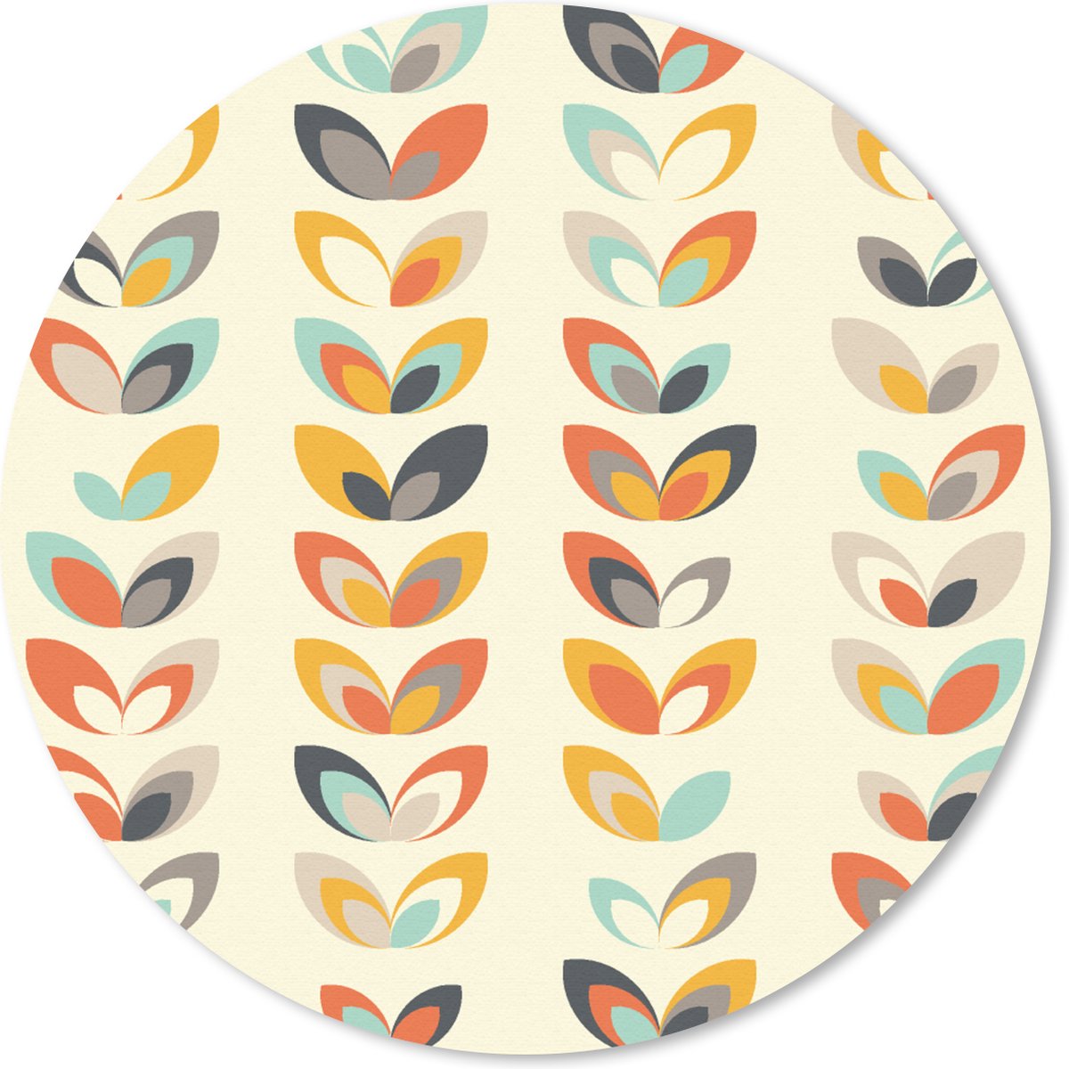 Muismat rond 20x20 cm - Mousepad Bladeren - Jaren 50 - Patroon - Ronde muismatten