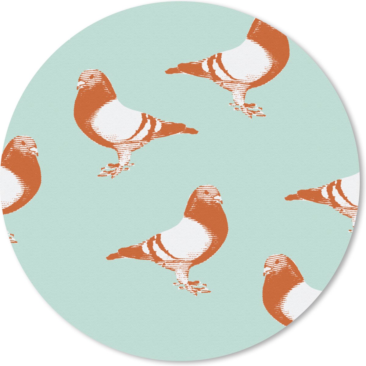Muismat rond 20x20 cm - Mousepad Duif - Vogel - Patroon - Ronde muismatten