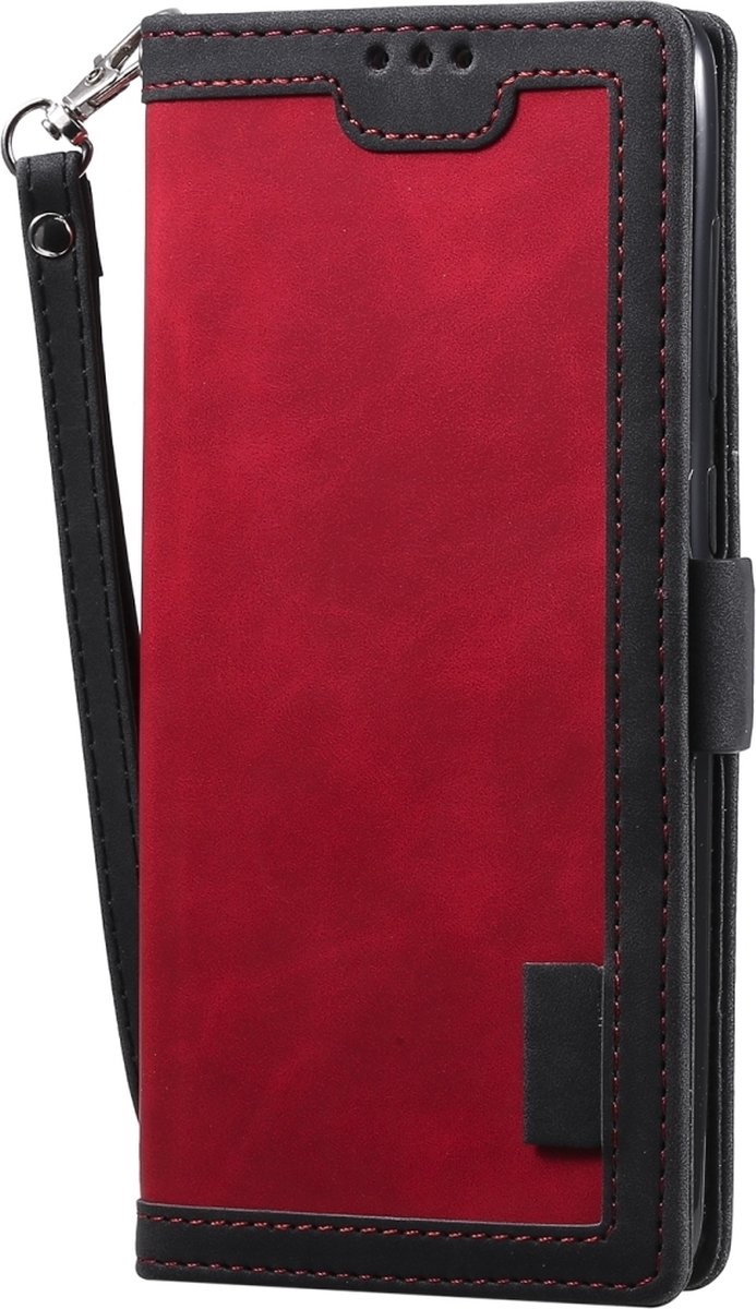 Mobigear Telefoonhoesje geschikt voor Huawei P40 Hoesje | Mobigear Two Tone Bookcase Portemonnee | Pasjeshouder voor 3 Pasjes | Telefoonhoesje voor Pinpas / OV Kaart / Rijbewijs - Zwart / Rood
