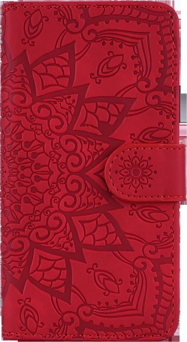 Mobigear Telefoonhoesje geschikt voor Samsung Galaxy A30s Hoesje | Mobigear Mandala Bookcase Portemonnee | Pasjeshouder voor 3 Pasjes | Telefoonhoesje voor Pinpas / OV Kaart / Rijbewijs - Rood