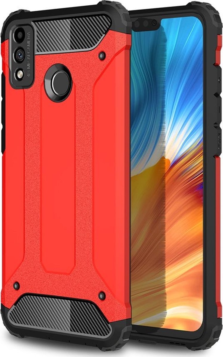 Mobigear Hoesje geschikt voor HONOR 9X Lite Telefoonhoesje Hardcase | Mobigear Outdoor Backcover Shockproof | Schokbestendig 9X Lite Telefoonhoesje | Anti Shock Proof - Rood