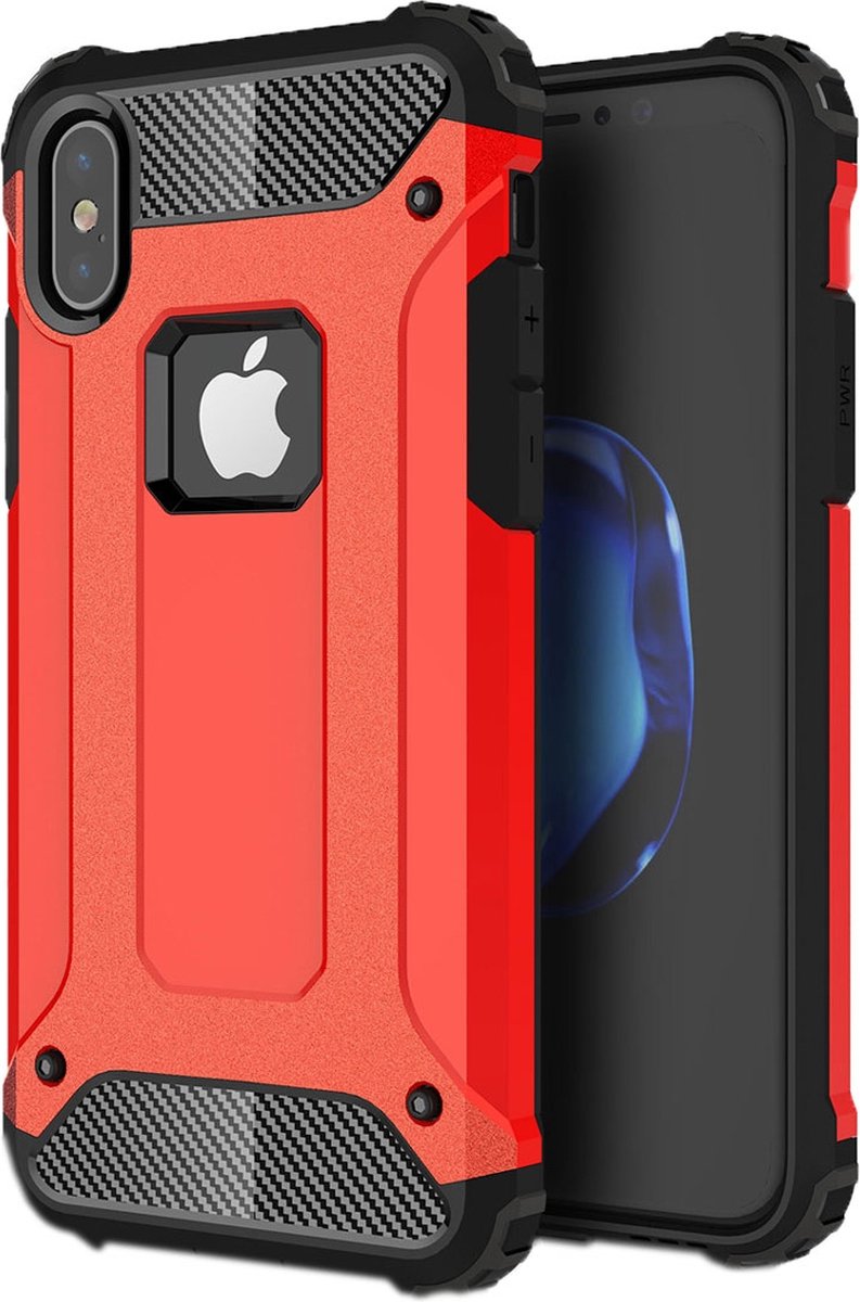 Mobigear Hoesje geschikt voor Apple iPhone X Telefoonhoesje Hardcase | Mobigear Outdoor Backcover Shockproof | Schokbestendig iPhone X Telefoonhoesje | Anti Shock Proof - Rood