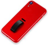 Mobigear Hoesje geschikt voor Apple iPhone XR Telefoonhoesje Hardcase | Mobigear Rubber Ring Backcover met Ringhouder | iPhone XR Case | Back Cover - Rood