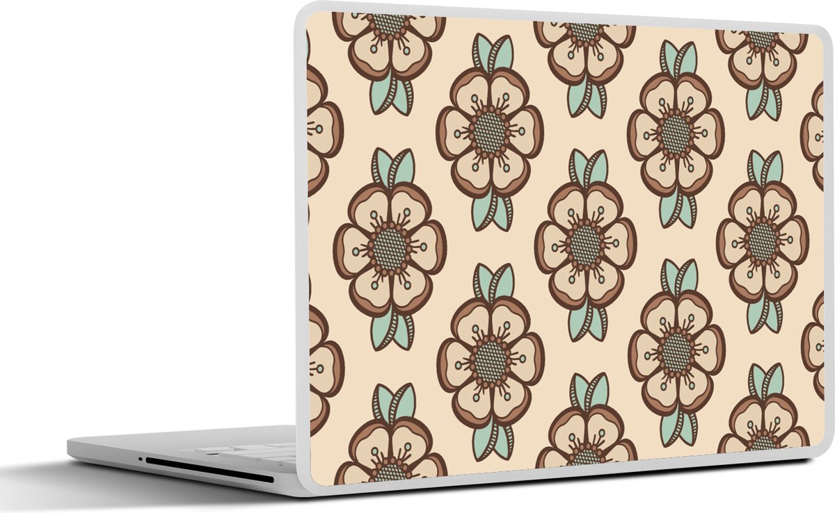 Laptop sticker - 15.6 inch - Retro - Bloemen - Design - 36x27,5cm - Laptopstickers - Laptop skin - Cover