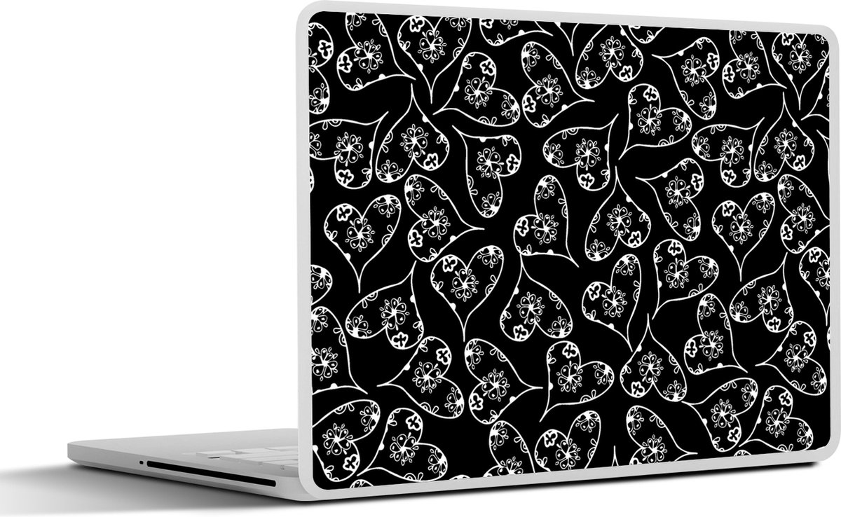 Laptop sticker - 14 inch - Meisjes - Hart - Bloemen - Patronen - Girl - Kids - Kinderen - Kindje - 32x5x23x5cm - Laptopstickers - Laptop skin - Cover