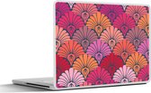Laptop sticker - 14 inch - Patronen - Art Deco - Roze - Bloemen - 32x5x23x5cm - Laptopstickers - Laptop skin - Cover