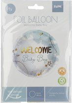 Folat - Folieballon Welkom Baby Boy Blauw - 45 cm