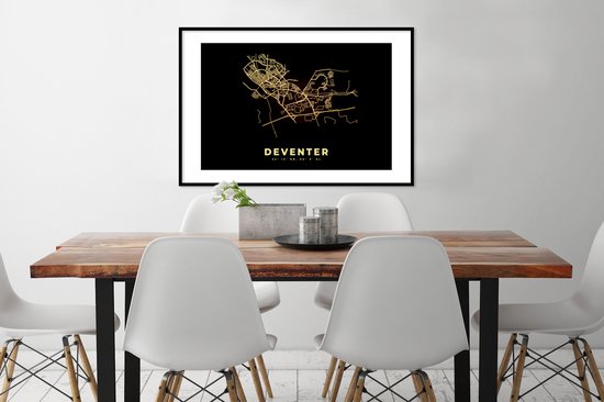 Cadre photo avec affiche - Deventer - Plan de la ville - Carte - Carte - Nederland - 90x60 cm - Cadre pour affiche